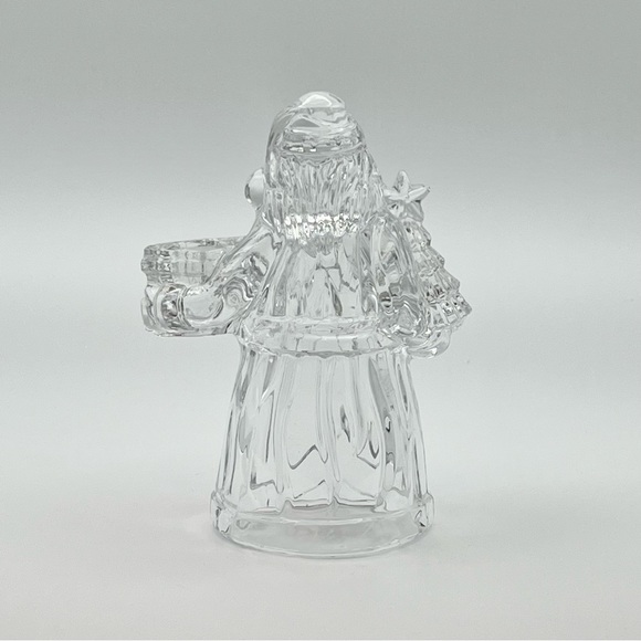 Old World Santa Claus Candle Holder Crystal Glass Christmas ISC Vintage USA 7.5” - Picture 7 of 12